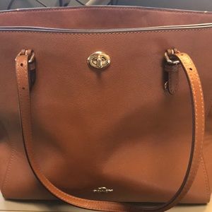 Coach brown letter oversized purse